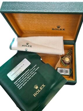 Rolex Green and Wood Tone Presentation Watch Box with Accessories